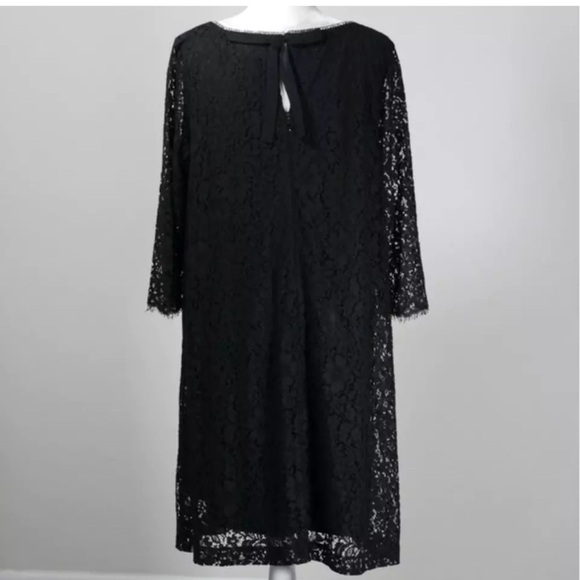 Karl Lagerfeld Paris Black Lace Shift
Dress 3/4 Sleeves with Rhinestone... - Picture 2 of 9